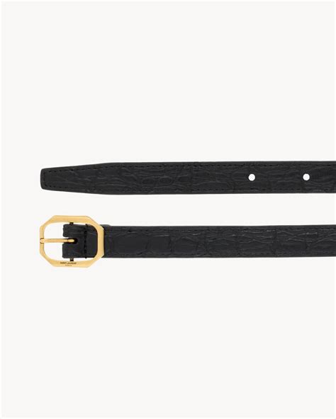 FRAME BUCKLE THIN BELT IN CROCODILE